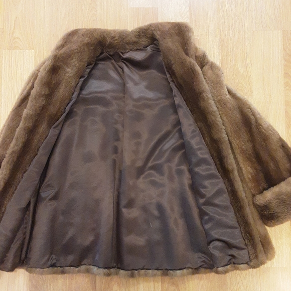 Vintage 1950s Sheared Real Fur Swing Coat - Picture 3 of 15
